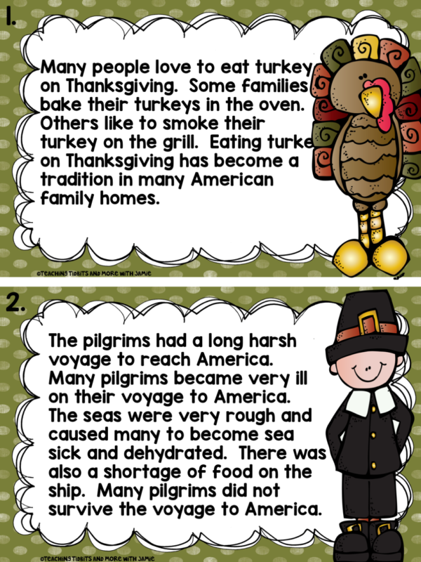 Thanksgiving Reading Centers