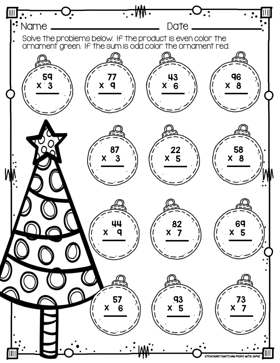 Math worksheets christmas free printable