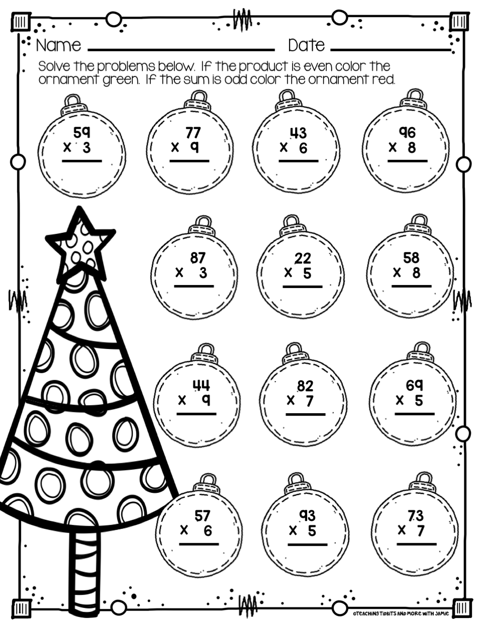 holiday math worksheets