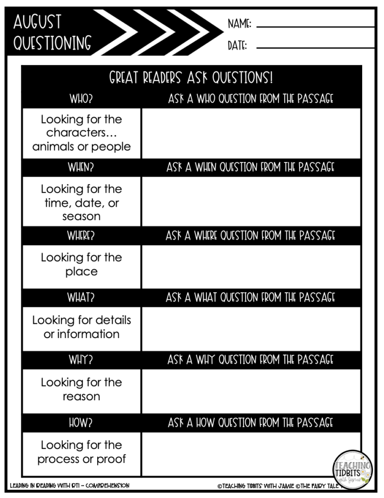 Questioning Activities for Reading Comprehension